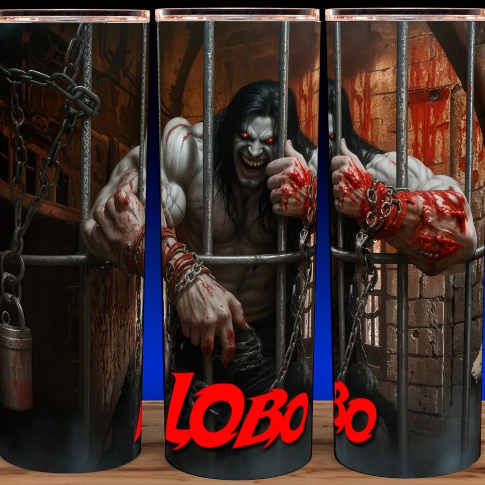 Lobo Comic Book Villain in Prison Cell Cup Mug Tumbler 20oz